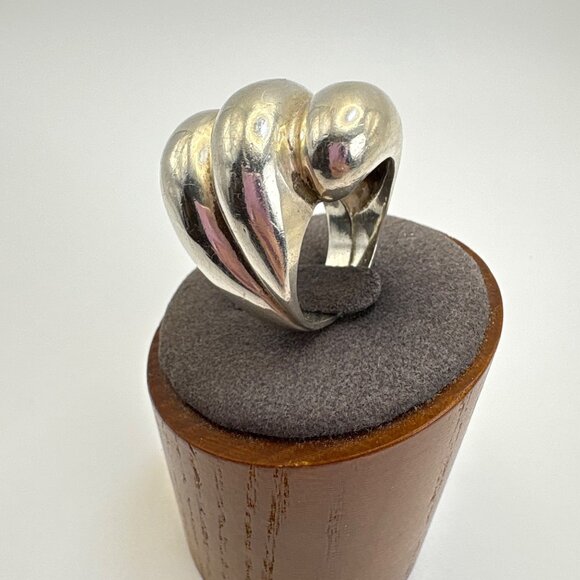 VTG Solid Sterling Silver 925 Puffed Spiral Swirl Design Band Ring Size 7.75 - Picture 3 of 13